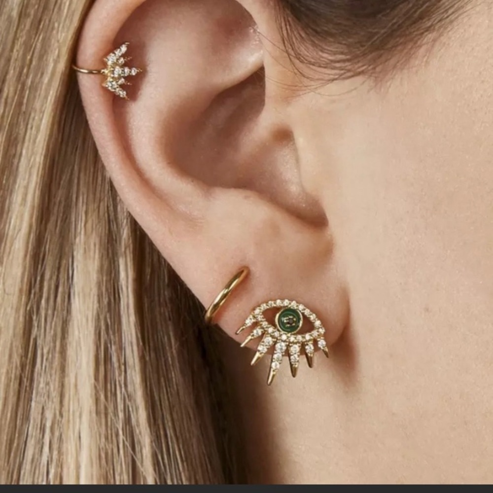 Earring set Evil eye huggie and hoop